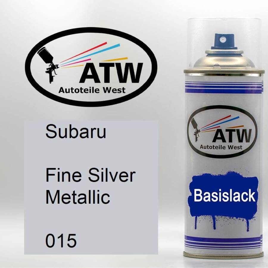 Subaru, Fine Silver Metallic, 015: 400ml Sprühdose, von ATW Autoteile West.